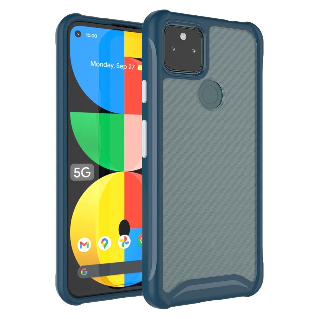Blue LUCION protective phone case for Google Pixel 5a 5G – slim, shockproof, and durable back cover