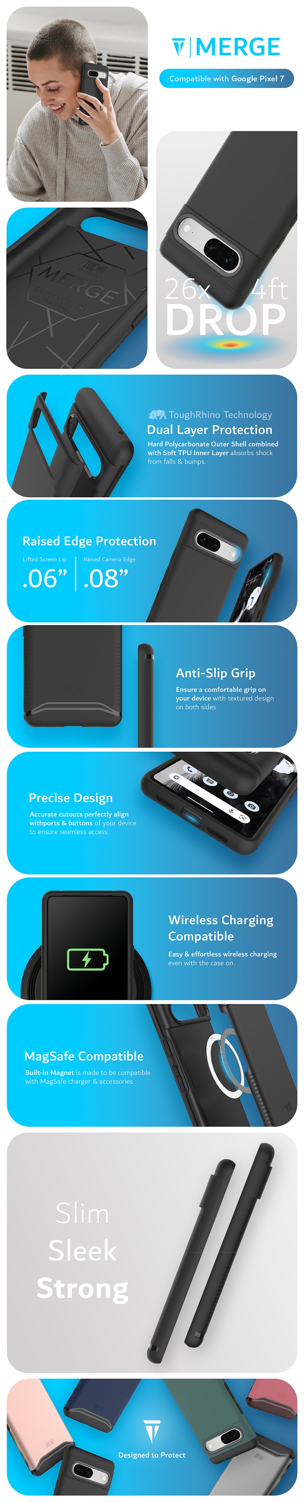 Designed for Google Pixel 7 Case, TUDIA MERGE HEAVY DUTY Dual Layer Cover Case