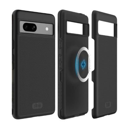 Black MergeGrip MagSafe Compatible Case with Built-In Magnet for Google Pixel 7a – Slim Shockproof Protective Phone Cover