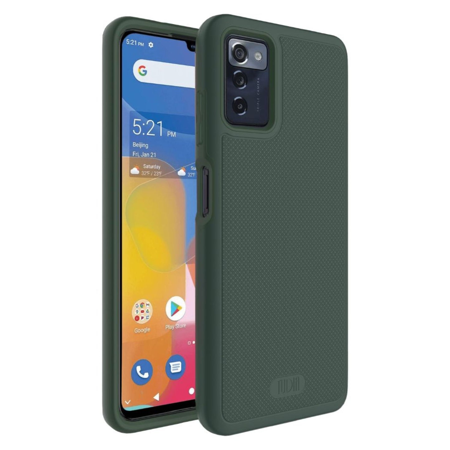 Pine Green TUDIA MergeGrip DualShield Rugged Case for Consumer Cellular ZMAX 5G - Shockproof Heavy Duty Protection