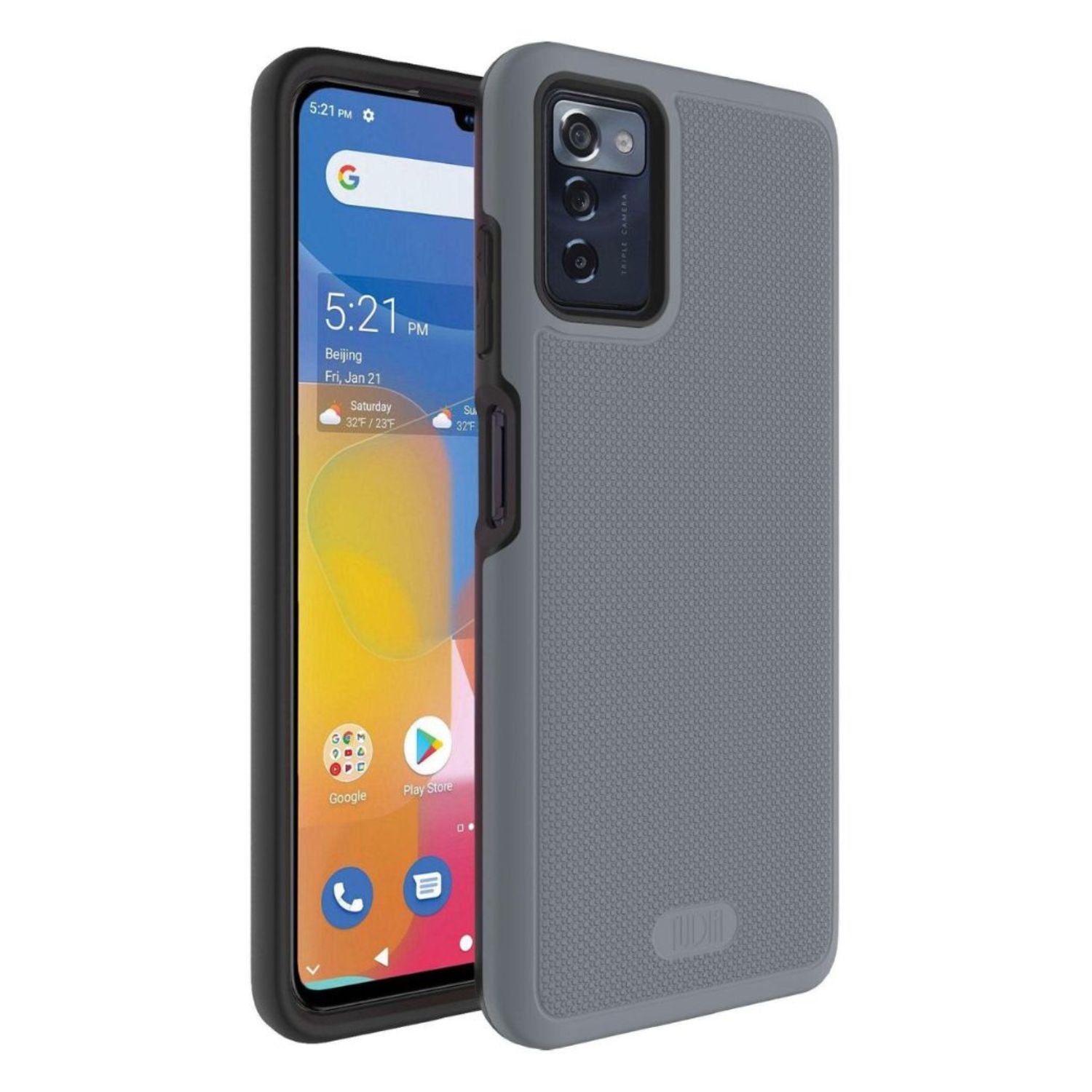 Gray TUDIA MergeGrip DualShield Case for Consumer Cellular ZMAX 5G – Rugged Shockproof Protective Cover