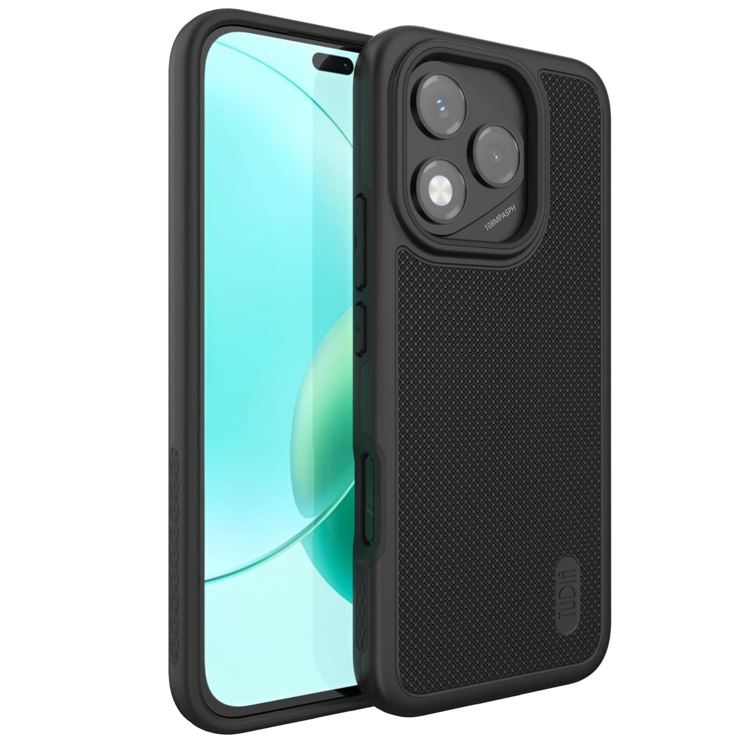 Matte Black MergeGrip heavy-duty DualShield case for Honor 400 Lite (2025), slim shockproof protective cover with enhanced grip