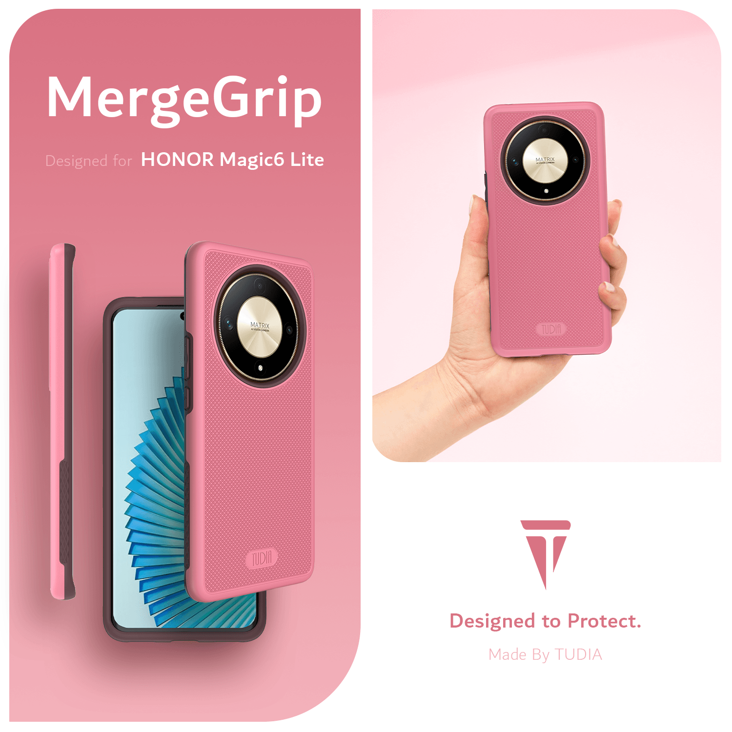 Heavy duty MergeGrip shockproof case for Honor Magic 6 Lite and Honor X9b, offering military grade drop protection, slim design, and secure grip