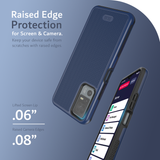 Features Image 3 - Indigo Blue - Raised Edge Protection for Screen & Camera. Keep your device safe from scratches with raised edges. Lifted Screen Raised Edge provides a .06 inch lip around the front of the phone. Raised Edges around the back camera provides a .08 inch lip around the back camera. 