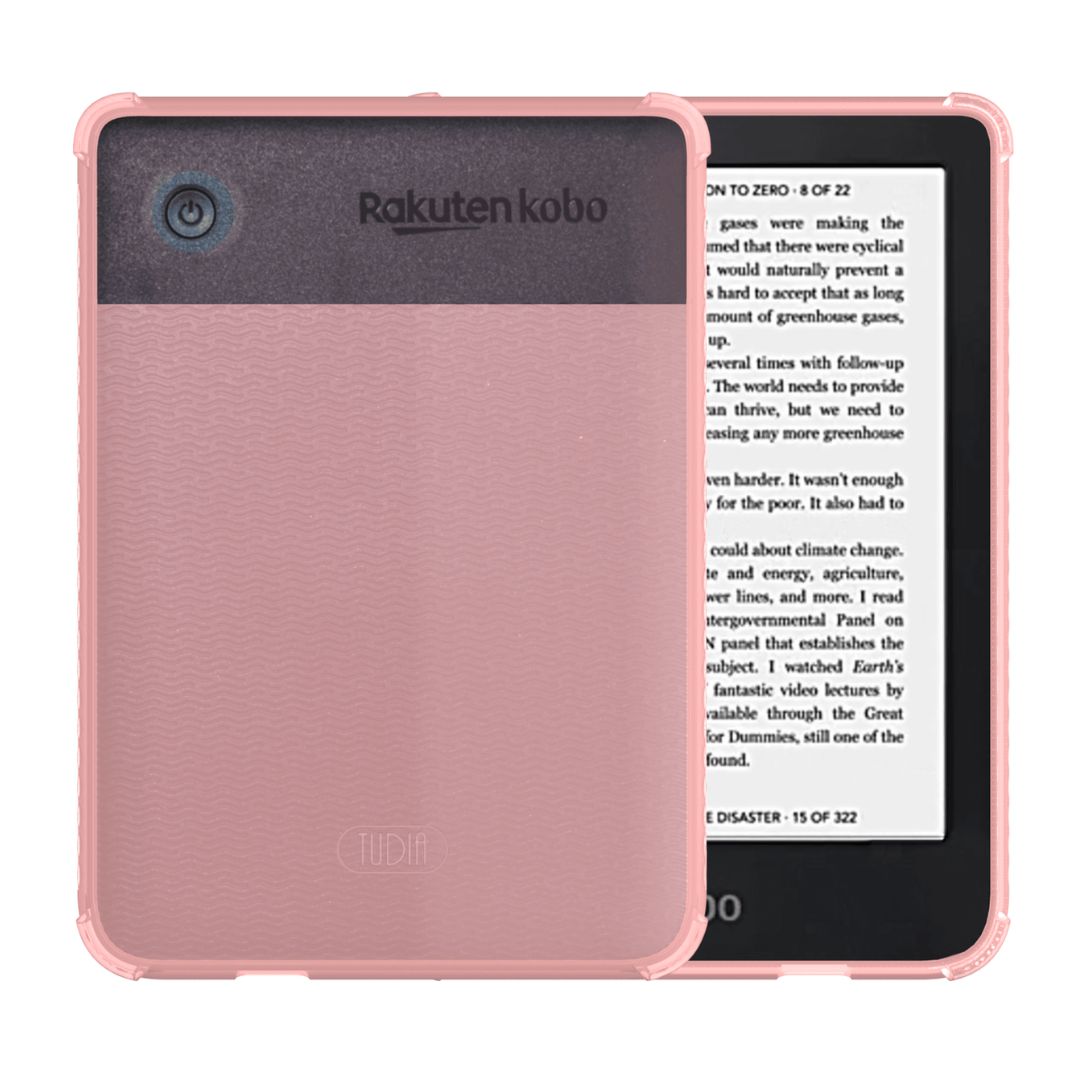 Kobo Clara 2E 6 inch eReader case in frosted pink translucent thin lightweight TPU protective cover by SKN