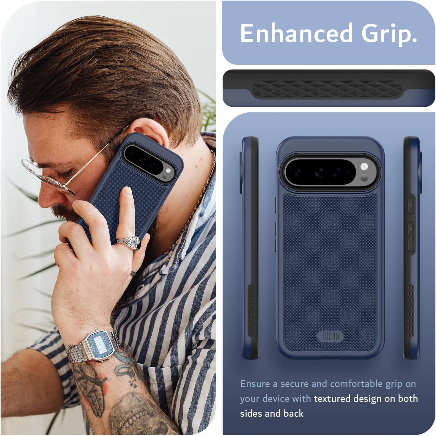 Google Pixel 9 Pro XL 2024 MagSafe Compatible Case with Built-in Magnet and Non-Slip MergeGrip Design – Shockproof Protection and Enhanced Grip
