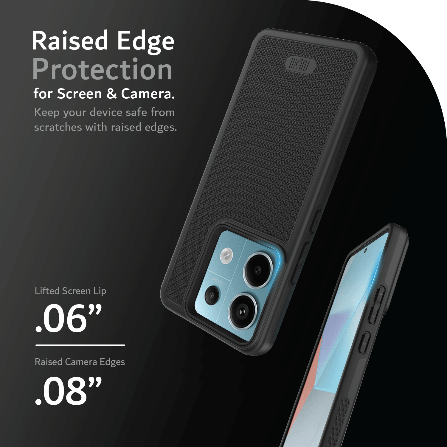 MergeGrip heavy-duty phone case for Xiaomi Redmi Note 13 Pro 5G and Poco X6 5G, featuring raised edges for screen and camera protection