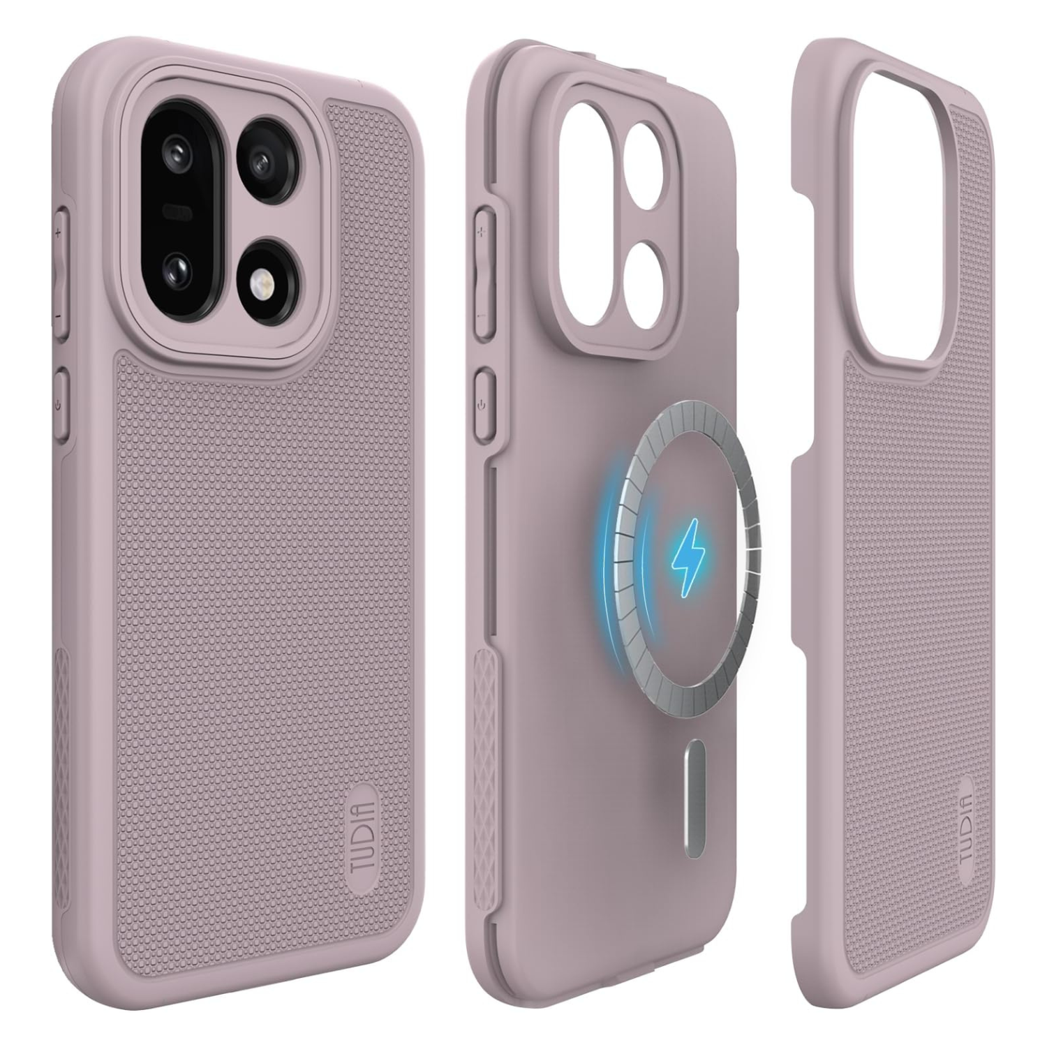 Premium Purple MergeGrip MagSafe compatible case for OnePlus 15 5G (2025), showing the sleek matte purple finish and built-in magnetic circular ring.