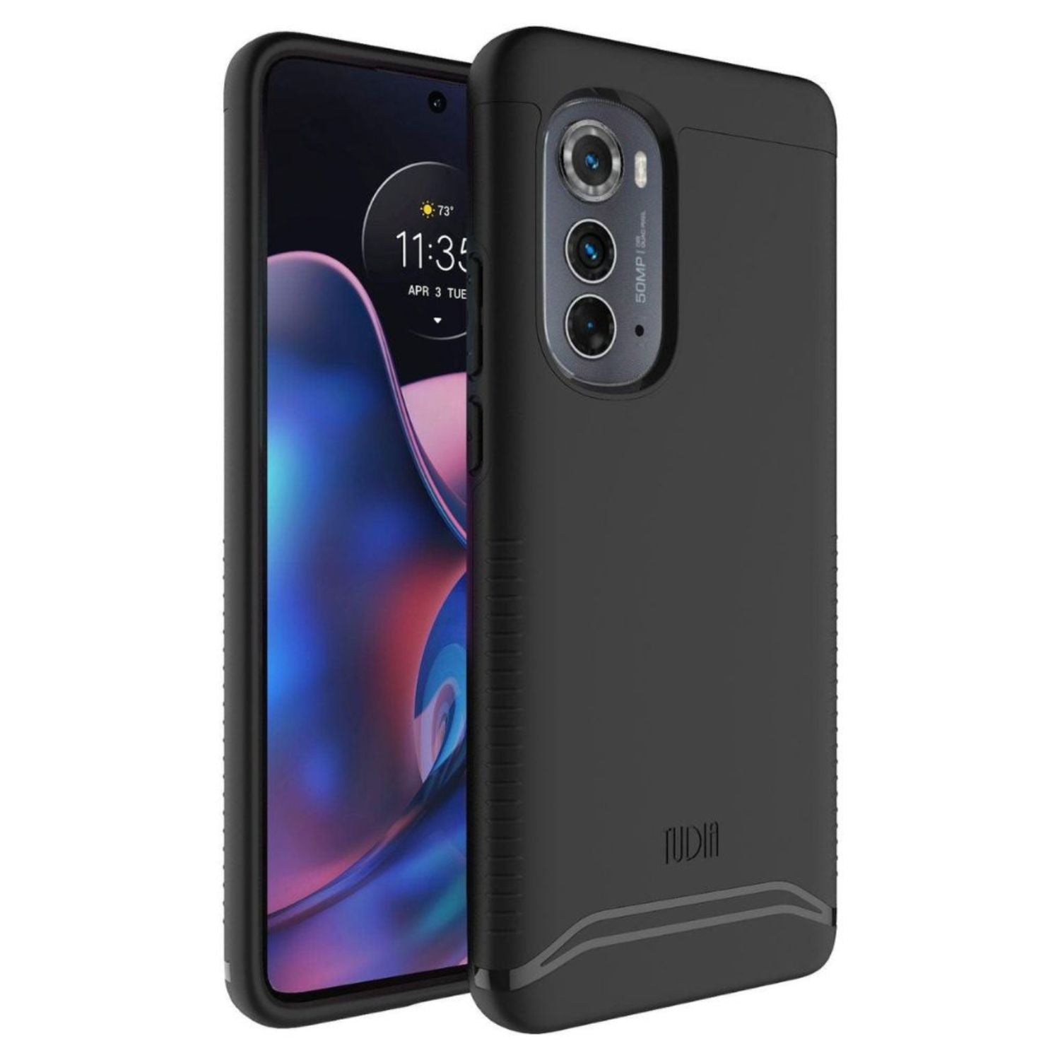 Black TUDIA Merge Series Heavy Duty Case for Motorola Edge 2022 – Dual Layer Shockproof Protective Cover