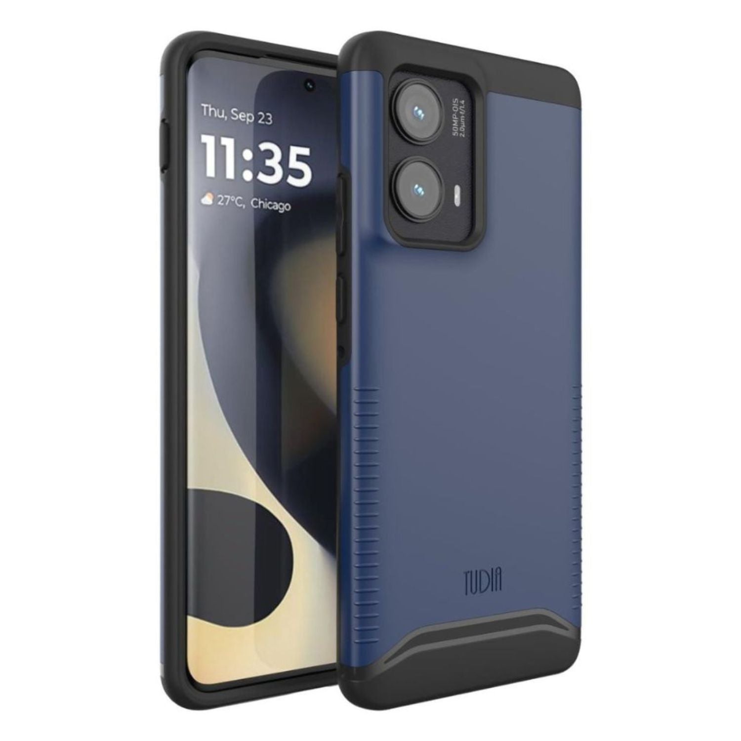 Motorola Edge 2024 Case + Tempered Glass Screen Protector - Black Bumper With Kickstand