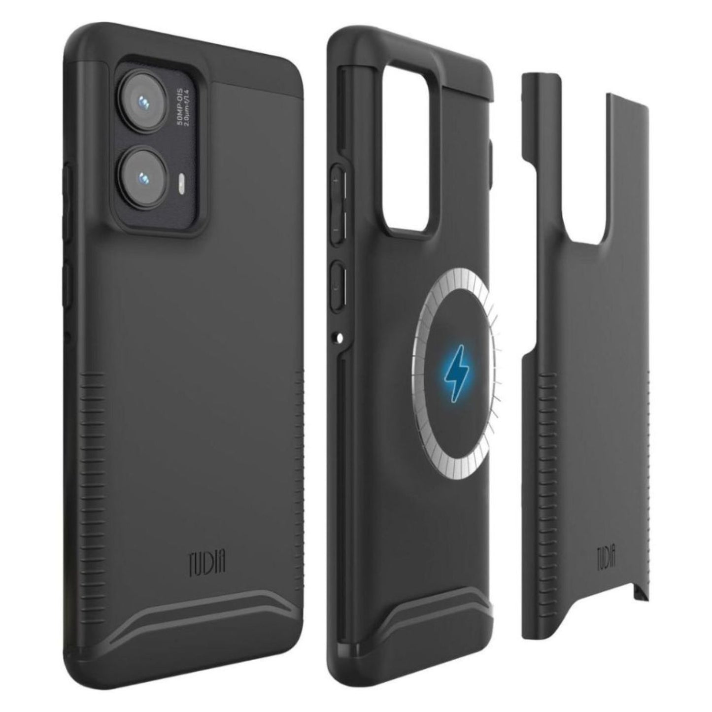 Jet Black MERGE [MagSafe] Heavy Duty Dual Layer Case for Motorola Edge 2024 – Rugged Magnetic Shockproof Protective Phone Cover