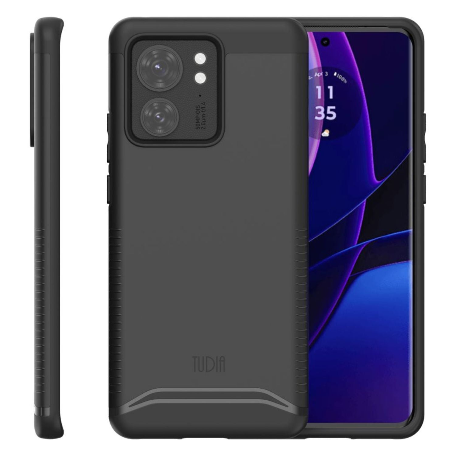 Motorola Edge 40 2023 phone case MERGE with built-in magnet slim jet black protective cover compatible with Motorola Edge
