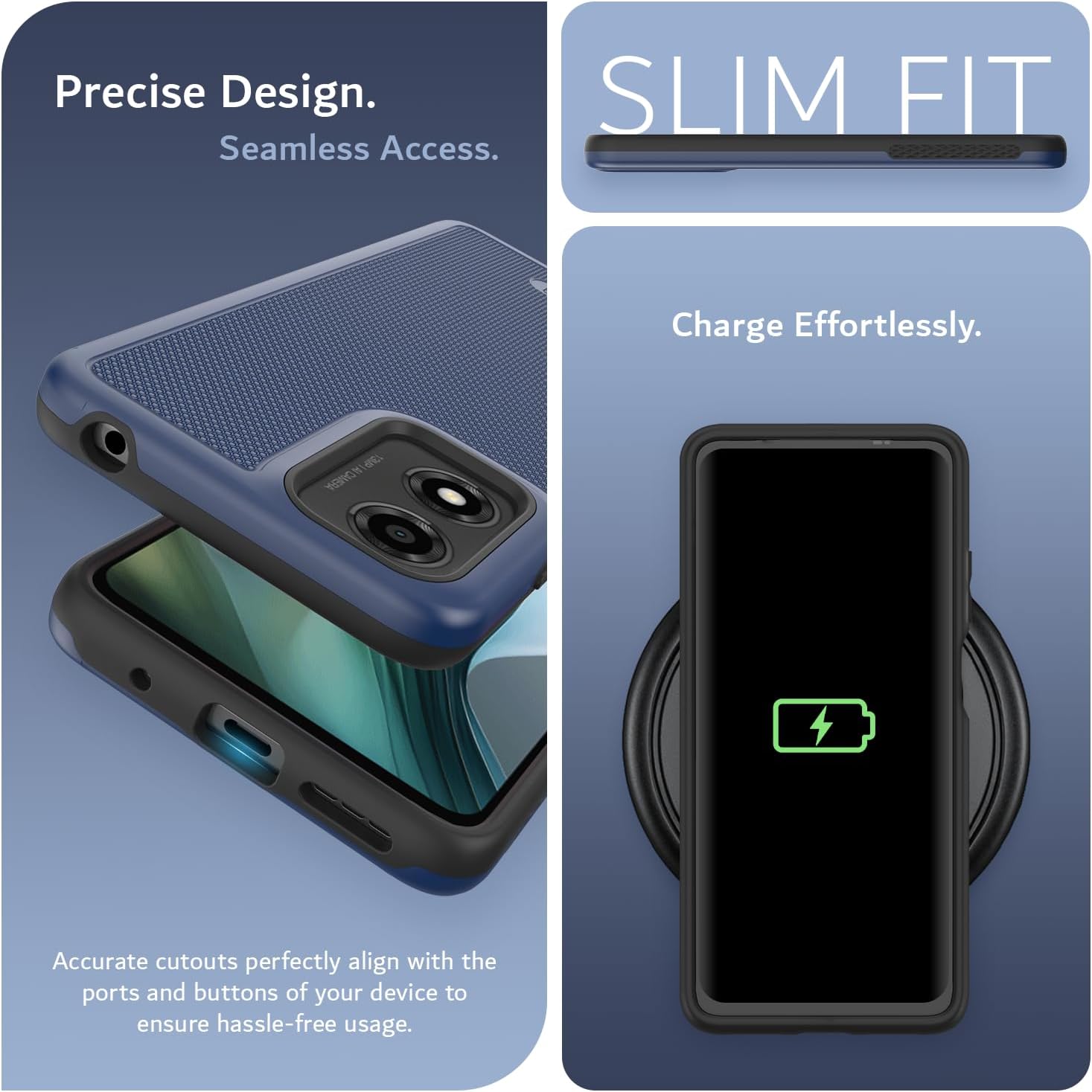 TUDIA MergeGrip Heavy Duty Case for Motorola Moto E14, G04, G24, and G04s 5G – Rugged Dual-Layer Shockproof Protection with Precise Cutouts