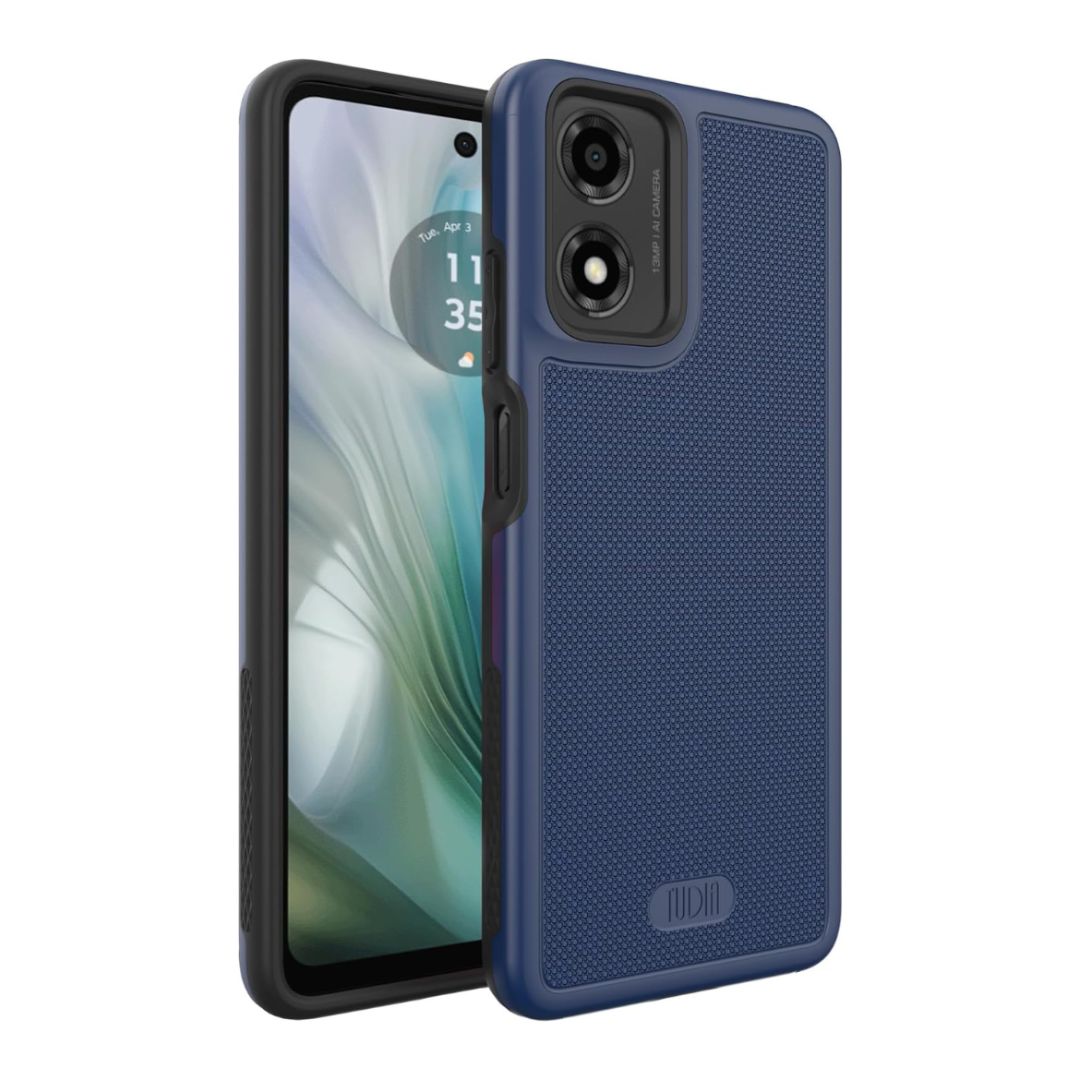 Indigo Blue MergeGrip Heavy Duty DualShield Case for Motorola Moto E14, G04, G24, and G04s 5G – Rugged Shockproof Protective Phone Cover