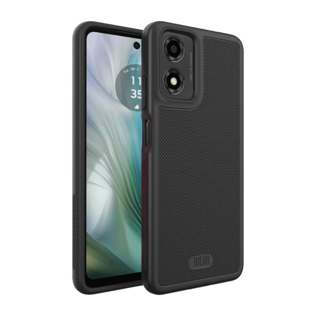 Jet Black MergeGrip Heavy Duty DualShield Case for Motorola Moto E14, G04, G24, and G04s 5G – Rugged Shockproof Protective Phone Cover