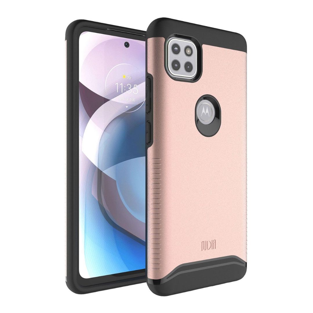 SATURCASE Custodia Per Motorola Moto One Fusion Plus - Motivo Tigre In Rilievo, Pelle PU, Portafoglio Con Slot E Supporto, Rosa