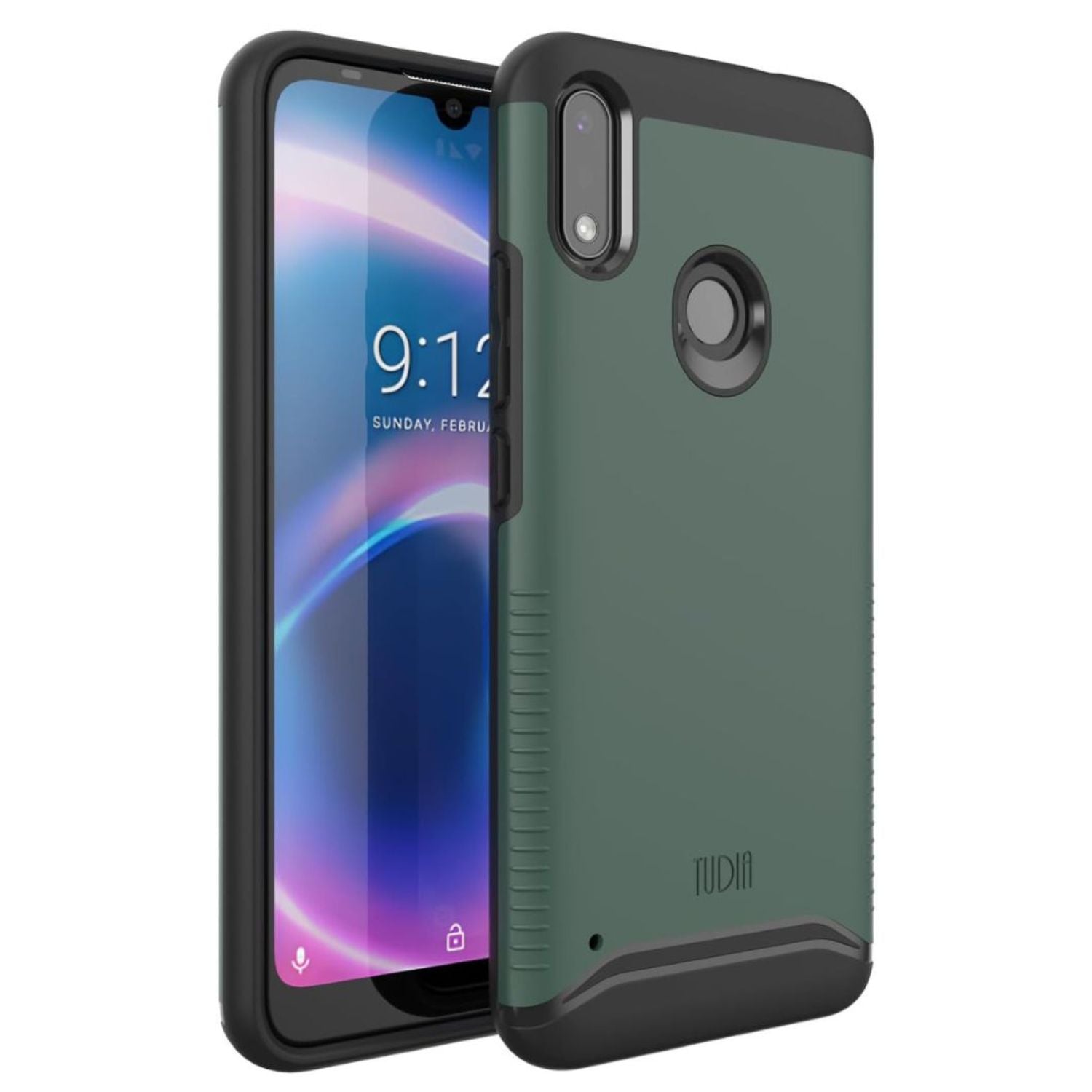 Heavy duty hunter green dual-layer phone case for NUU Mobile X6 Plus 6.1 inch – shockproof TUDIA MERGE design with rugged protection
