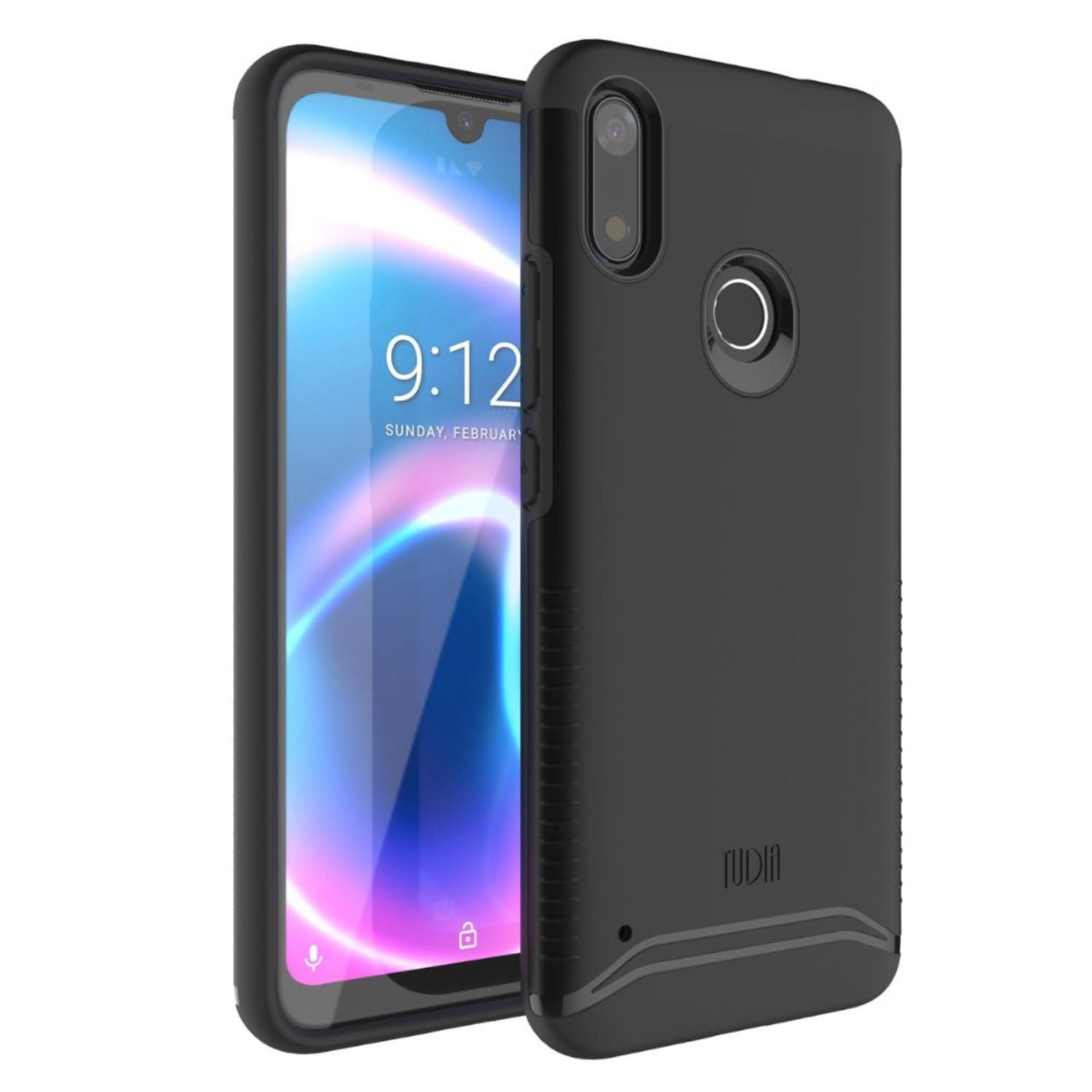 Jet Black TUDIA MERGE Dual Layer Case for NUU Mobile X6 Plus 6.1 Inch – Heavy Duty Shockproof Slim Cover