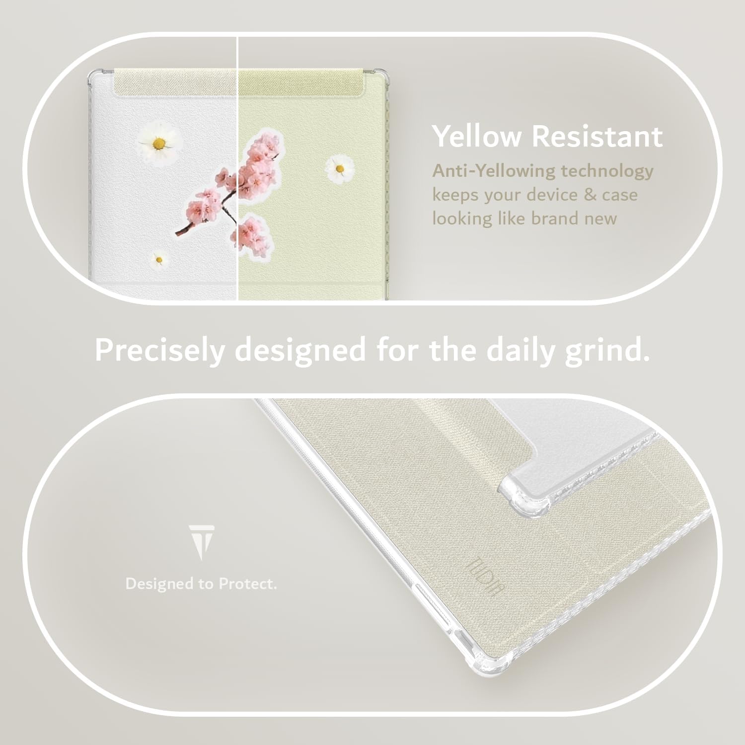 Yellow shockproof leather trifold TPU case for Onyx Boox Go Color 7 inch 2024 e-reader, durable protective cover resistant to scratches and drops