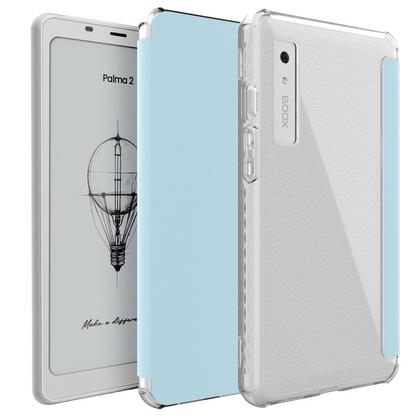 Blue SKN V2 Flip Case with Translucent TPU Back and Textured Leather for Onyx Boox Palma 2 – Slim Protective E-Reader Cover