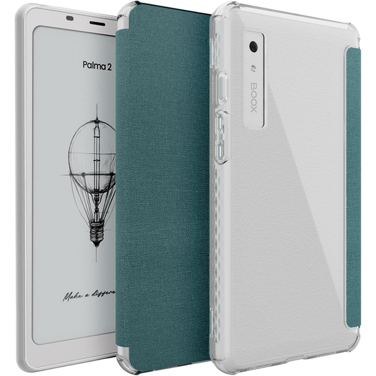 Turquoise SKN V2 Flip Case with Translucent TPU Back and Textured Leather for Onyx Boox Palma 2 – Slim Protective E-Reader Cover