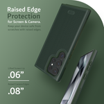 Dark Green Galaxy S24 Ultra Case. Enhance device safeguarding with our Raised Edge Protection: a .06" lifted screen lip and .08" raised camera edge. Shield your device from scratches and ensure comprehensive defense for both the screen and camera. Invest in reliable protection today.