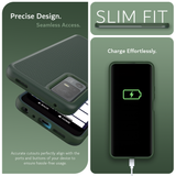 Features Image 4 - Pine Green - Precise Design. Seamless Access. Slim Fit. Accurate cutouts perfectly align with the ports and buttons of your device to ensure hassle free usage. Charge Effortlessly. 