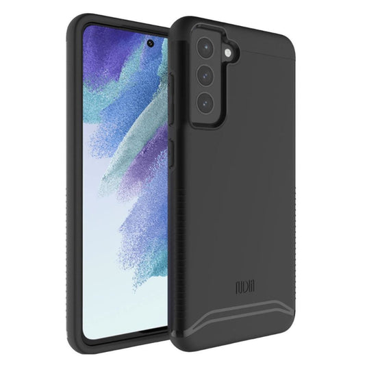 Jet Black TUDIA Merge Series Heavy Duty Dual Layer Case for Samsung Galaxy S21 FE - Rugged Shockproof Protective Phone Cover