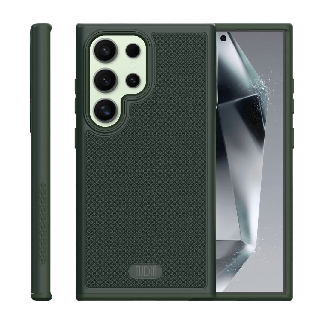Samsung Galaxy S24 Ultra phone case MergeGrip in hunter green with built-in magnet, slim protective cover for Samsung S24 Ultra