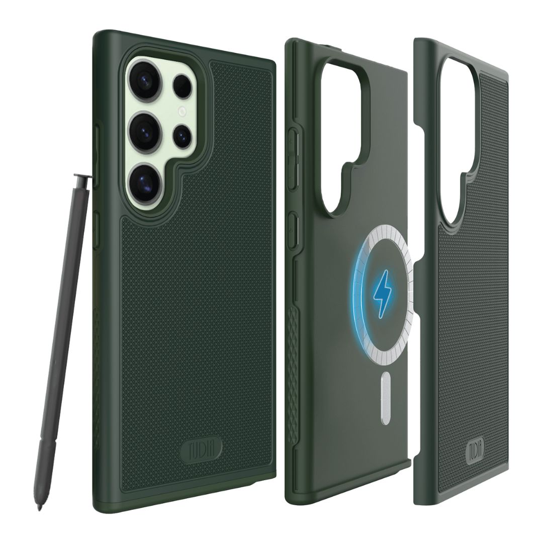 Hunter Green MergeGrip Case for Samsung Galaxy S24 Ultra – MagSafe Compatible with Built-In Magnet and Shockproof Protection