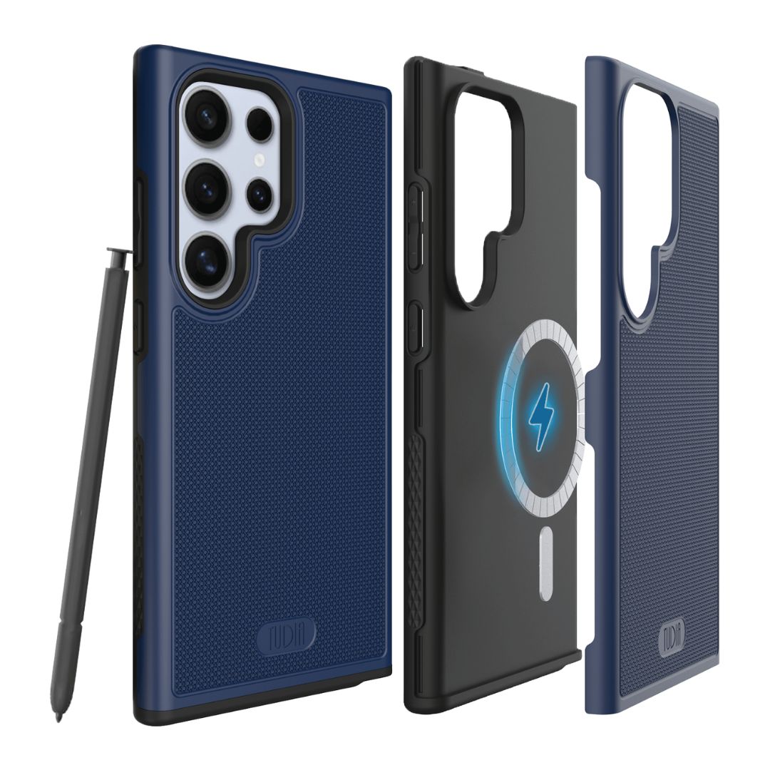 Indigo Blue MergeGrip Magnetic Case for Samsung Galaxy S24 Ultra – Slim Shockproof MagSafe-Compatible Cover with Built-In Magnet