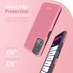 Features Image 3 - Smokey Pink - Raised Edge Protection for Screen & Camera. Keep your device safe from scratches with raised edges. Lifted Screen Raised Edge provides a .06 inch lip around the front of the phone. Raised Edges around the back camera provides a .08 inch lip around the back camera. 