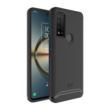 TCL 30 V 5G MERGE heavy duty dual layer phone case in jet black, shockproof protective cover for TCL 30 V 5G smartphone