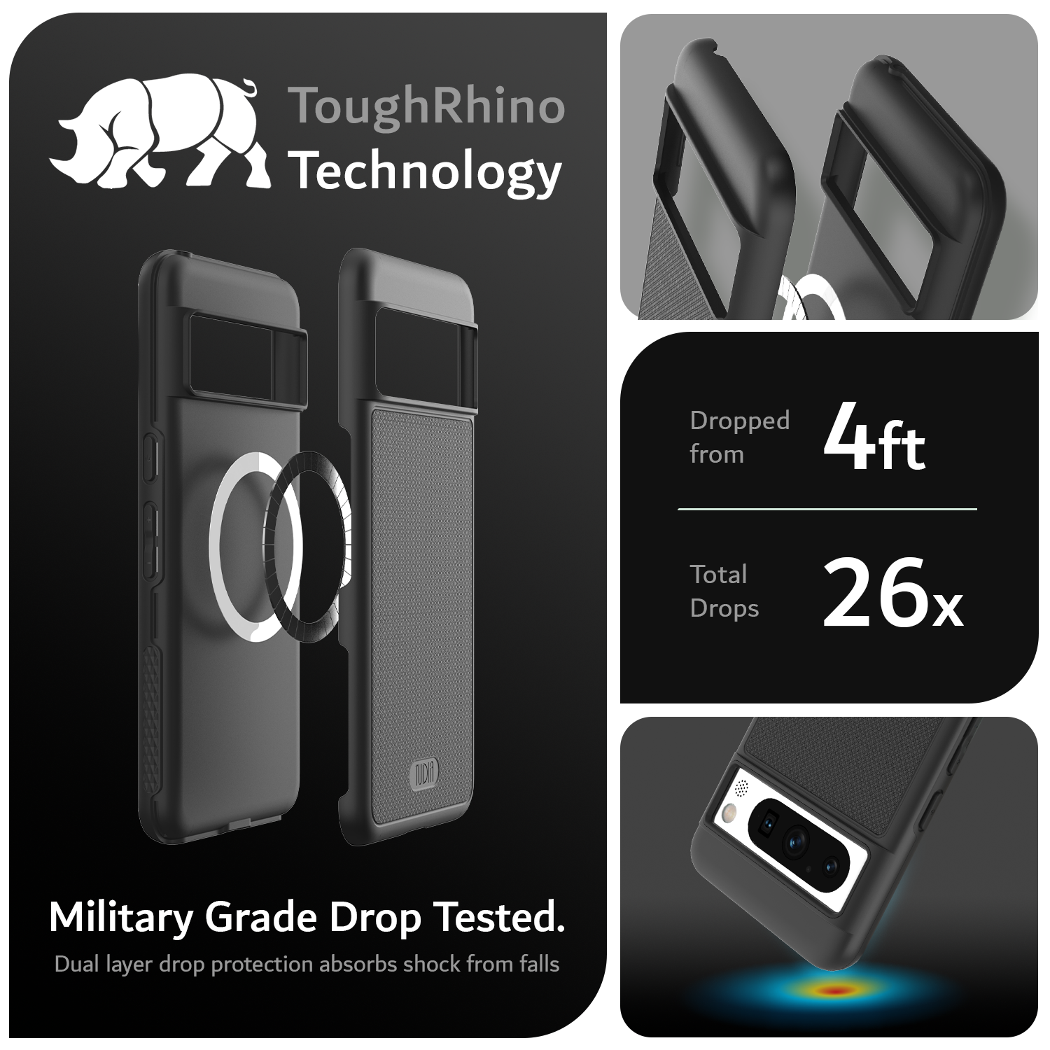 Google Pixel 8 Pro MagSafe Compatible Case MergeGrip with Built-In Magnet - TUDIA Products