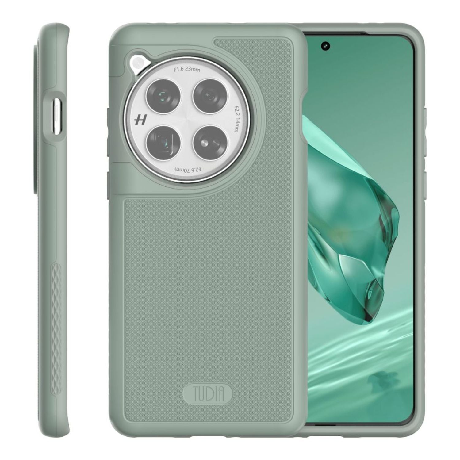 TUDIA MergeGrip MagSafe Compatible Case for OnePlus 12 in Green Lily with Built-In Magnet, Shockproof and Slim Design