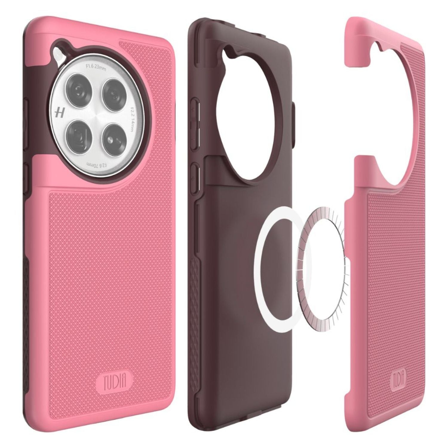 TUDIA MergeGrip MagSafe Compatible Case for OnePlus 12 in Smokey Pink with Built-In Magnet, Shockproof and Slim Design