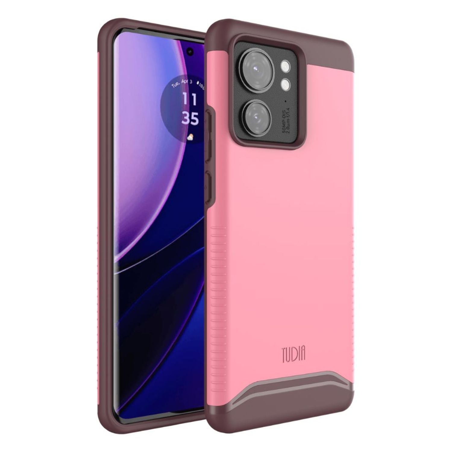 TUDIA Merge MagSafe Compatible Case for Motorola Edge (2023) / Edge 40 in Smokey Pink with Built-In Magnet for Wireless Charging