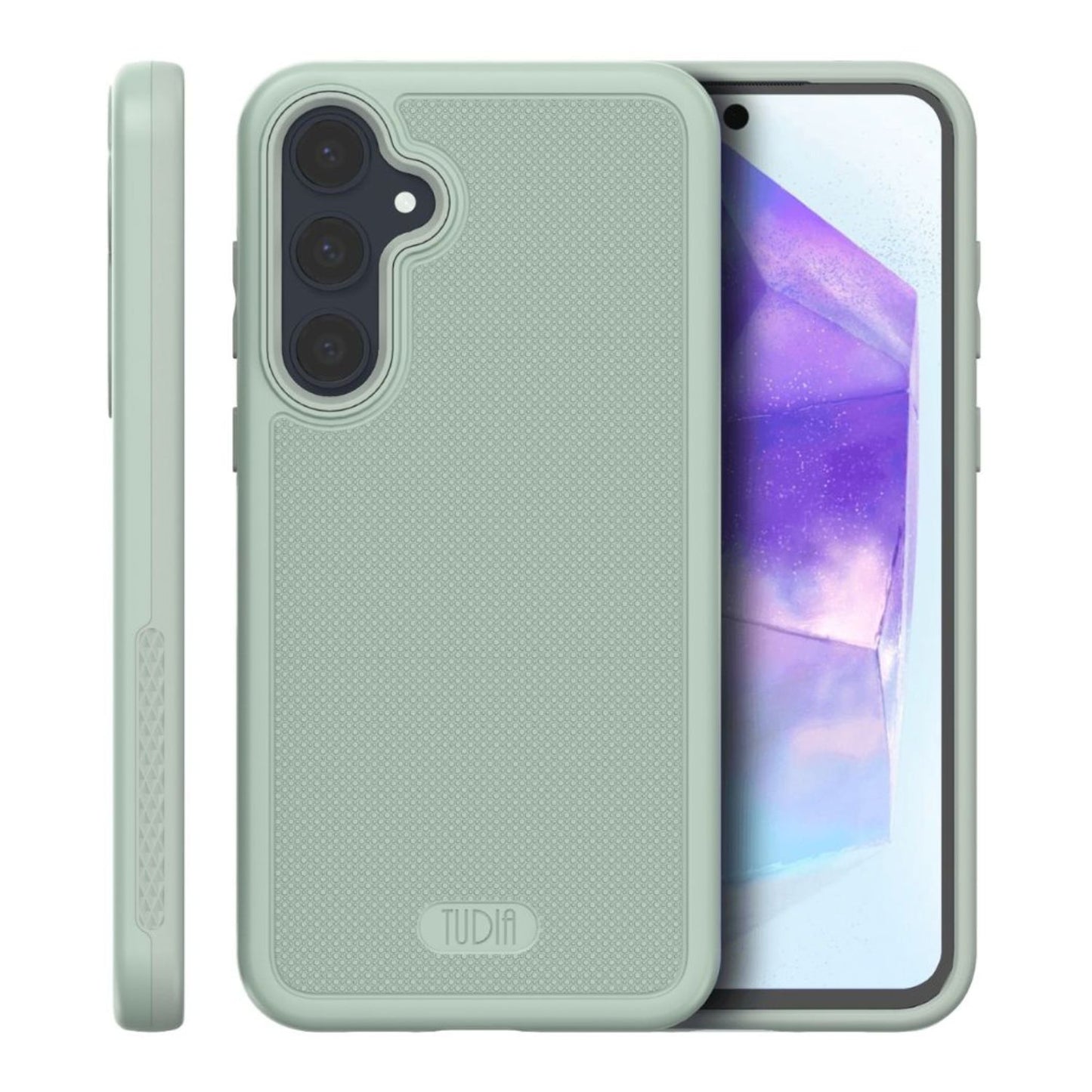  TUDIA MergeGrip Heavy Duty Protective Case for Samsung Galaxy A55 5G in Green Lily, featuring dual-layer shockproof protection and enhanced grip