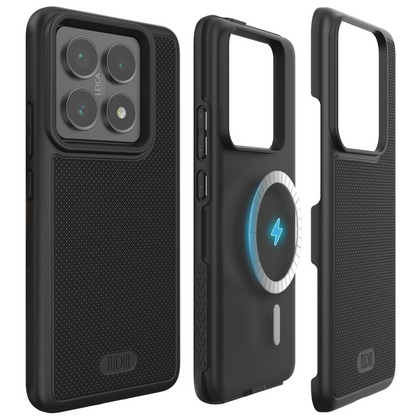 Matte black TUDIA MergeGrip MagSafe case for Xiaomi 14T Pro 5G (2024) – rugged heavy-duty protection with MagSafe compatibility.