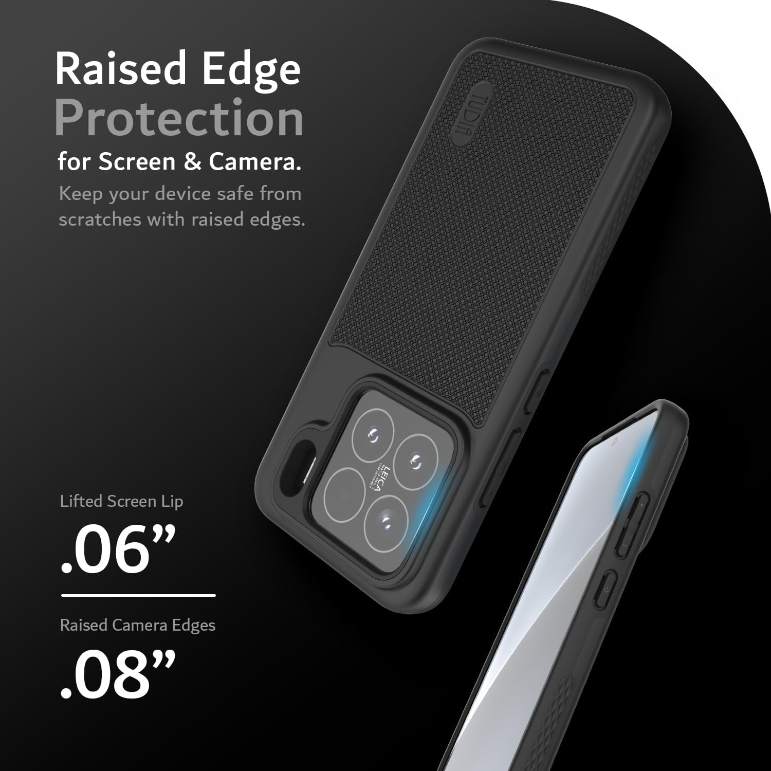 TUDIA MergeGrip Jet Black case for Xiaomi 15 5G – Military Grade, Raised Edge Protection, Enhanced Grip, Drop Tested (2025)

