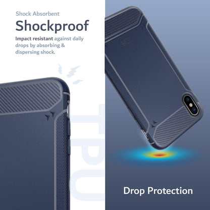 TUDIA TAMM Carbon Fiber Shockproof Case for Apple iPhone X / XS with Anti-Slip Grip and Drop Protection