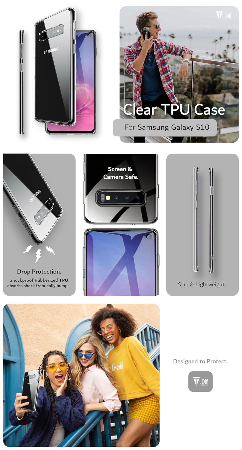TUDIA Clear TPU Samsung Galaxy S10 Case – Lightweight & Scratch-Resistant Protection