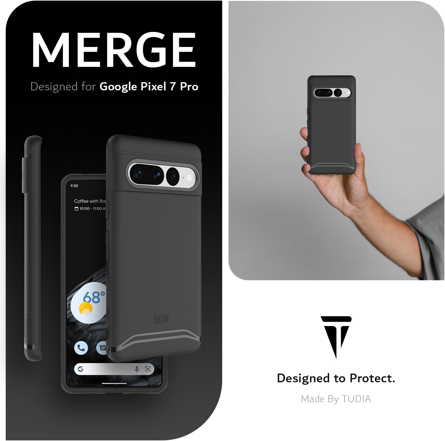 TUDIA Merge Magsafe Dual Layer Protective Case for Google Pixel 7 Pro – Shockproof Slim Black Cover