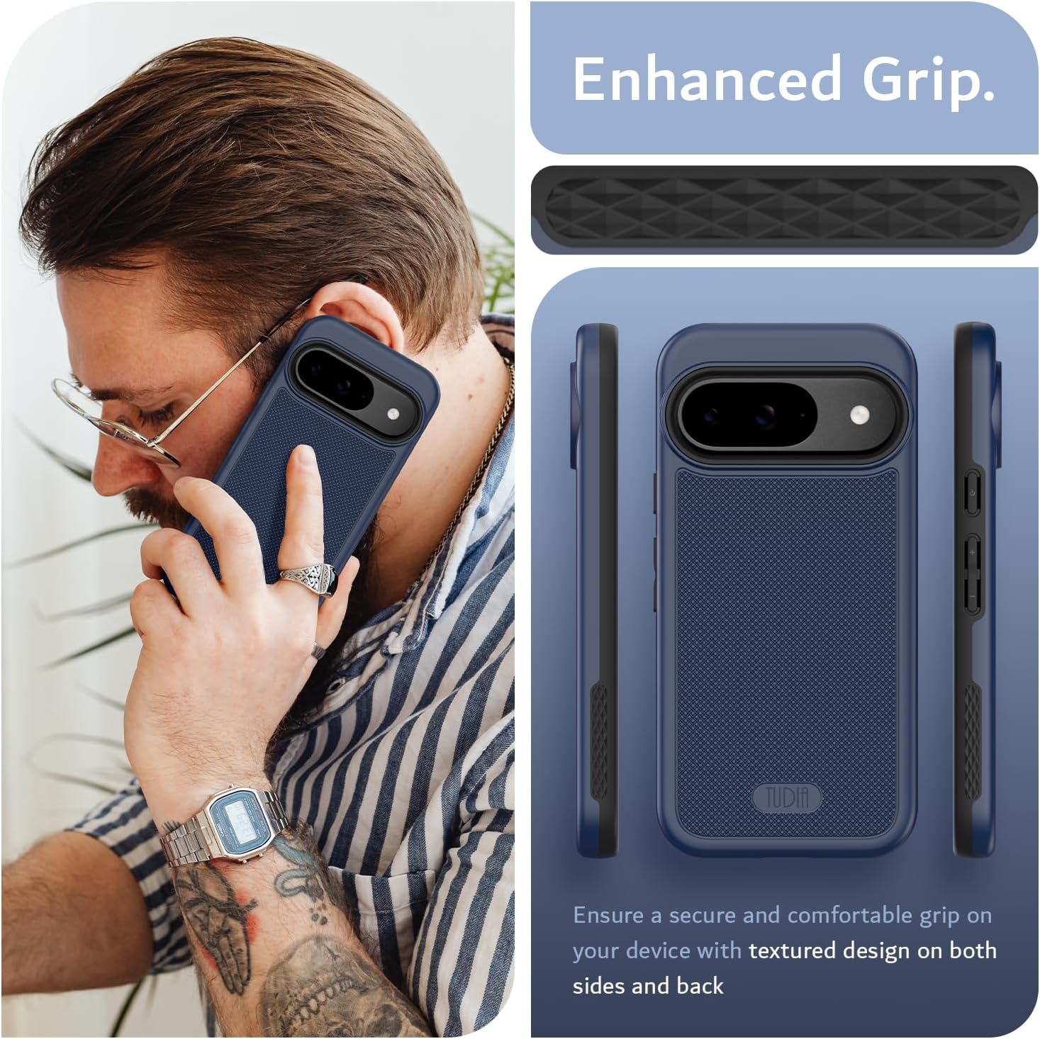 Google Pixel 9 / Pixel 9 Pro Case (2024) MagSafe Compatible Case MergeGrip with Built-In Magnet - TUDIA Products
