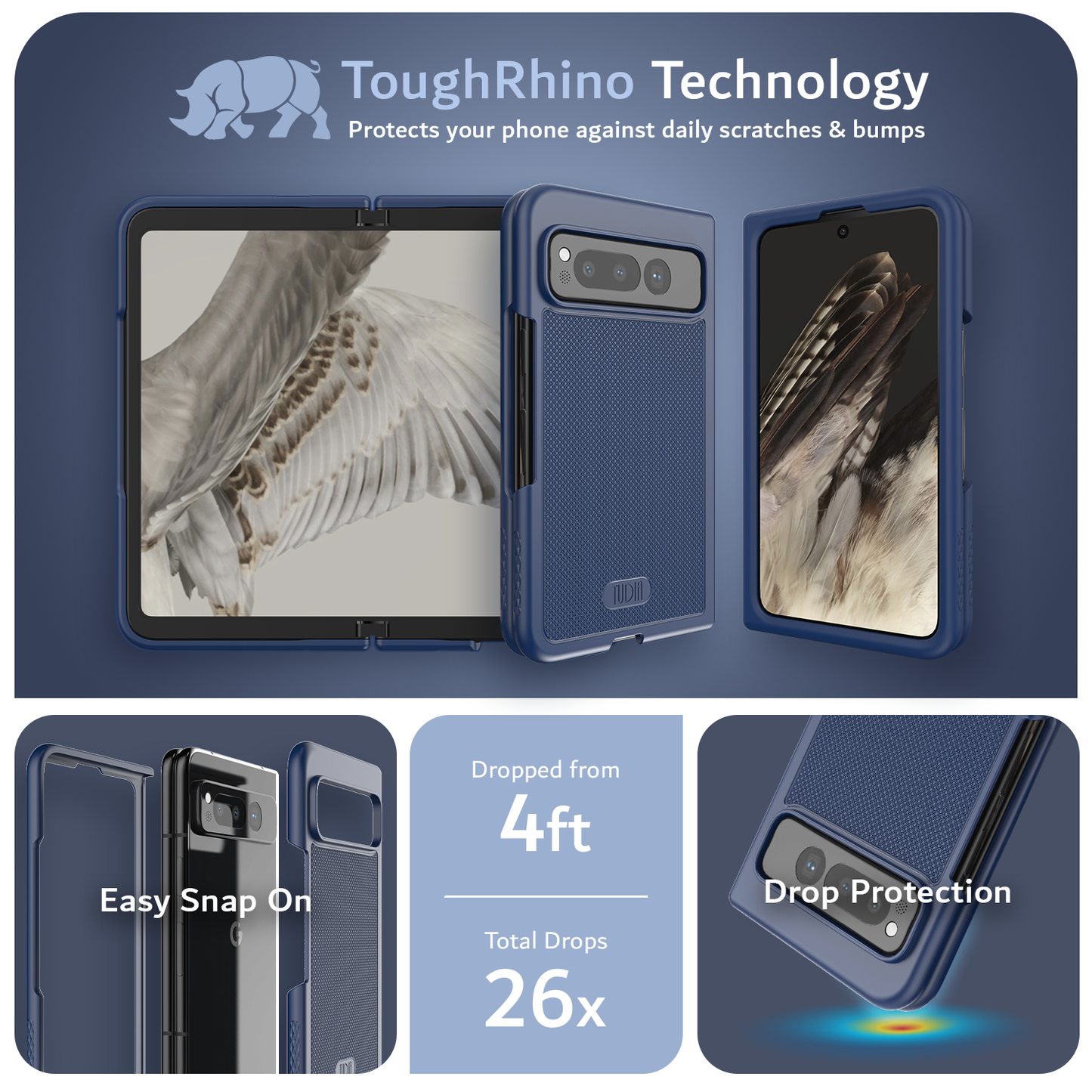 TUDIA MergeGrip Case for Google Pixel Fold – MagSafe Compatible with Built-In Magnet and Drop Protection