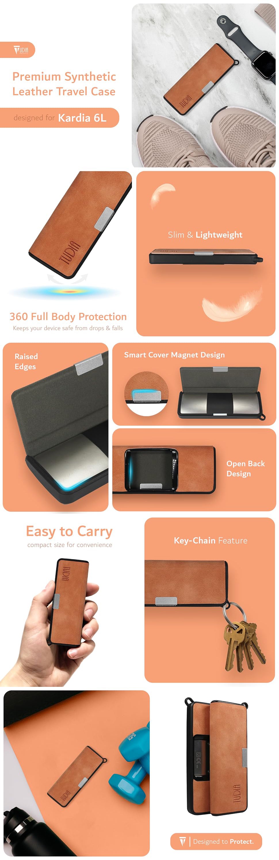 TUDIA Kardia 6L Premium Synthetic Leather Travel Case – Sleek, Protective Storage for Travel Essentials