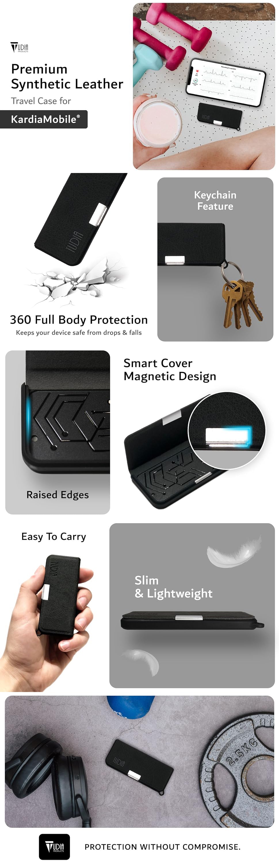 TUDIA Kardia Mobile Premium Synthetic Leather Case – Elegant, Slim Fit, and Long-lasting Protection