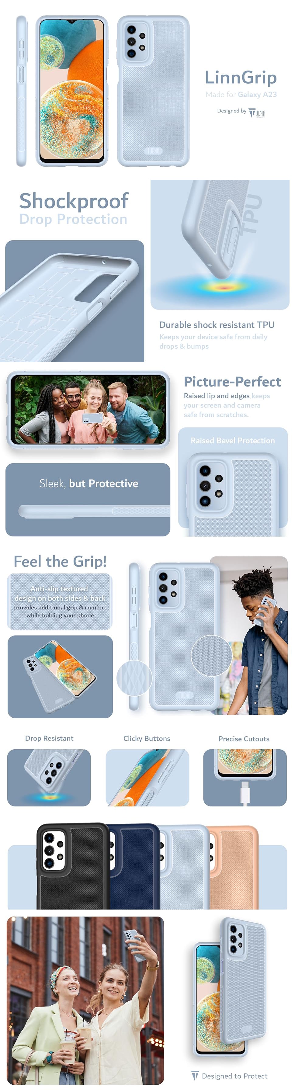 LinnGrip Case for Samsung Galaxy A23 – Lightweight, Shockproof, and Protective Cover - TUDIA Products
