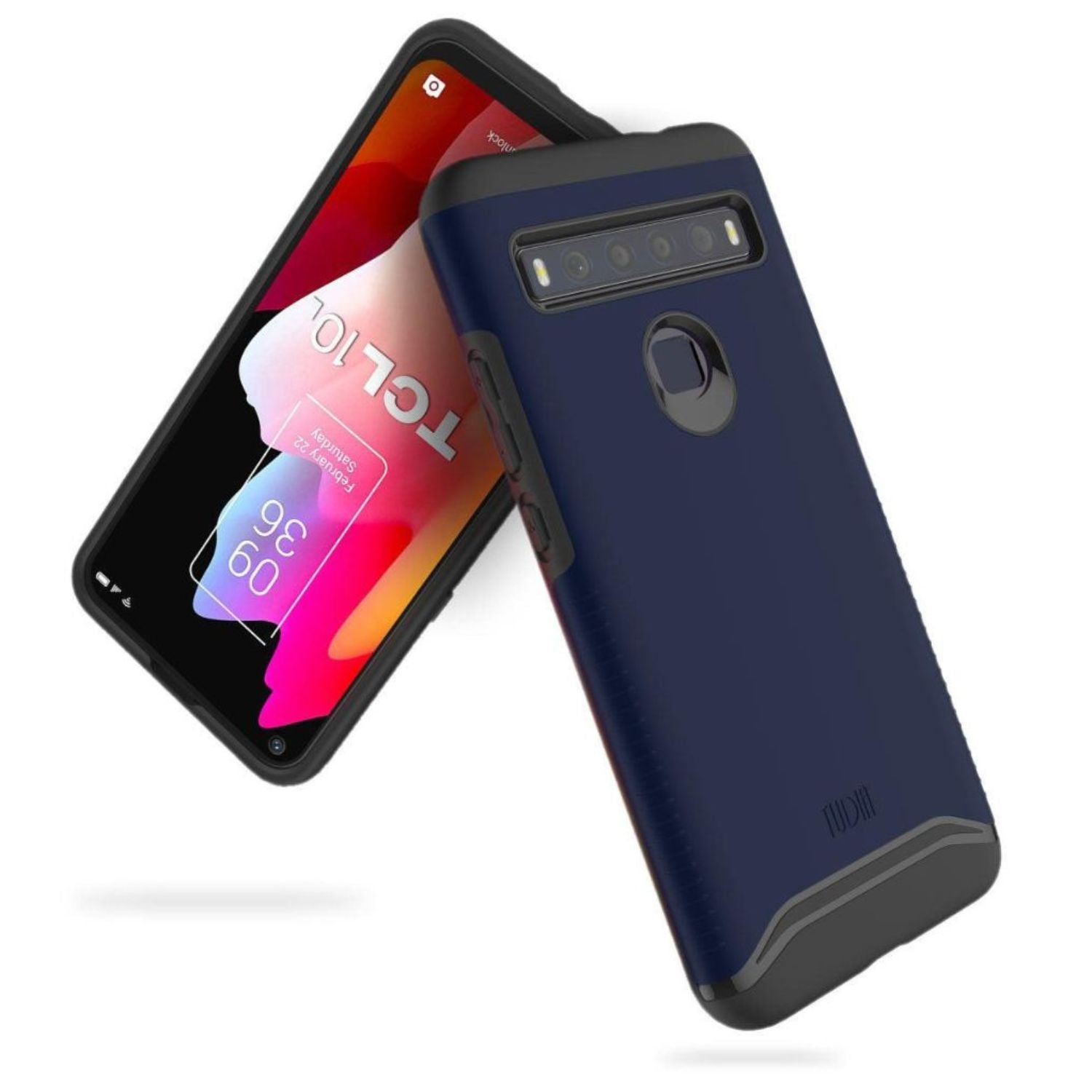 TUDIA MERGE heavy-duty dual-layer case in Indigo Blue for TCL 10L and TCL 10 Lite, offering rugged protection
