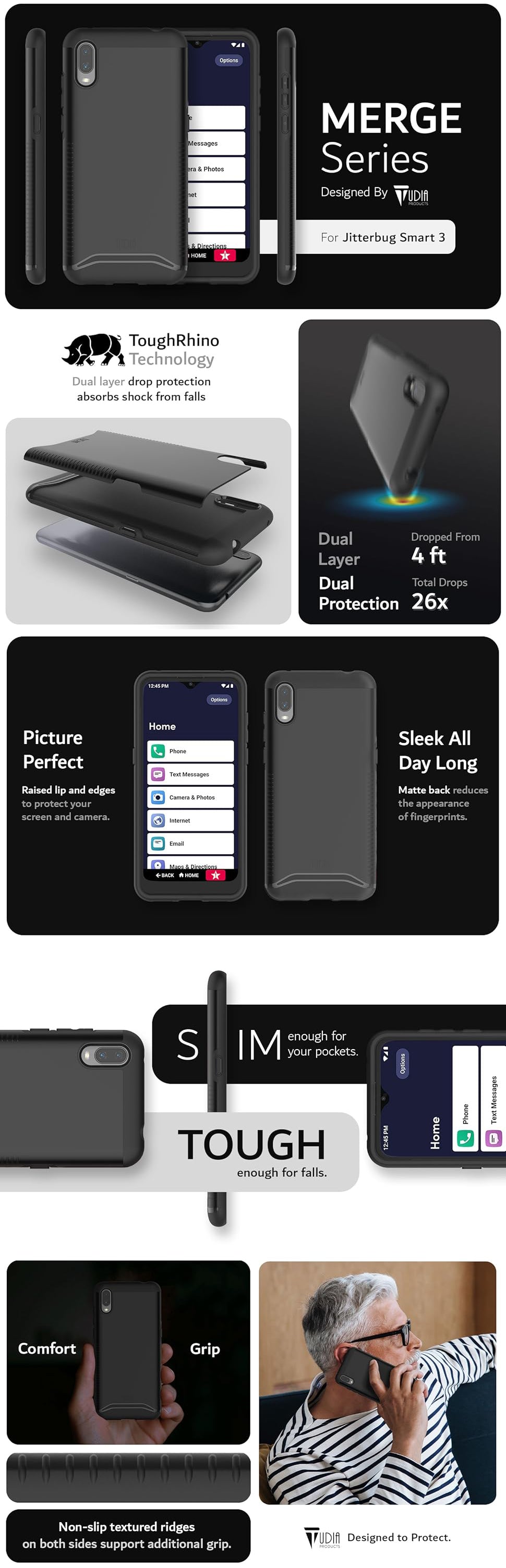 For Jitterbug Smart 3 / Lively Smart Case, TUDIA Slim-Fit MERGE Dual Layer Cover